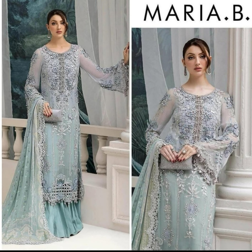 Elegant Blue Embroidered Dress
